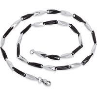 Fashion Frill Stainless Steel Silver & Black Chain for Men Women (FF424)
