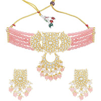 Sukkhi awesome Gold Plated Kundan & Pearl Collar Necklace Set For Women (NS101146)