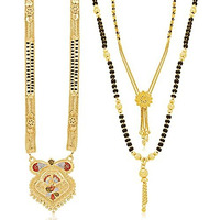Sukkhi Glossy Gold Plated Mangalsutra Pendant Combo for Women (CBMP100872)