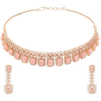 YouBella Jewellery Celebrity Inspired Premium Jewellery Necklace Set with Earrings for Girls and Women (Rose Gold)
