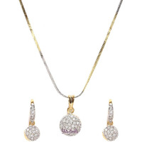 YouBella Jewellery Gold Plated American Diamond necklace for girls Pendant Set/Necklace Set with Earrings for Girls and Women