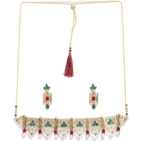ZAVERI PEARLS Finely Designed Gold Tone Choker Necklace Set For Women-ZPFK7247