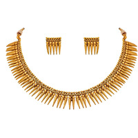 JFL - Jewellery for Less Traditional Modern 1g Gold Plated Divine Sun Rays Necklace Set with Earrings for Women and Girls,Valentine