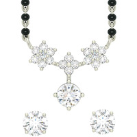Clara 925 Sterling Silver Lily Mangalsutra Tanmaniya Pendant Earring Jewellery set With Chain Gift for Women and Girls