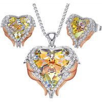 Young & Forever Gift Angel Wing Love Heart Necklaces and Earrings Silver Tone/Gold Tone Jewelry Sets Birthday/Anniversary Valentines Day Jewelry Gifts for Women Mom/Wife/Sister/Best Friend