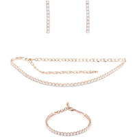 ZAVERI PEARLS Rose Gold Dazzling Cubic Zirconia Necklace Earring & Bracelet Set For Women-ZPFK12569