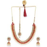 ZAVERI PEARLS Gold Tone Kundan Embedded Necklace Set For Women -ZPFK9110