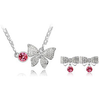 Young & Forever Gift Timeless Treasure Dream Chasers Pink Butterfly Pendant Set for Women Embellished with Crystals from crystals from austria Western crystals from austria Zirconia Stud Earring Necklace Set for Girls