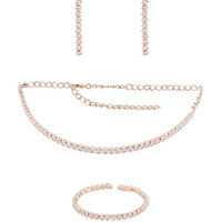 ZAVERI PEARLS Rose Gold Marquise Shaped Cubic Zirconia Necklace Earring & Bracelet Set For Women-ZPFK12572