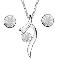 Peora Silver Cubic Zircon Pendant & Earrings Jewellery Set for Women & Girls(White)