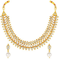 Shining Diva Fashion Latest Choker Design Necklace Set For Women Traditional Gold Plated Jewellery Set for Women (White) (11052s)