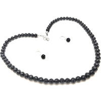 Taruna Biyani 8MM Faceted High Gloss Luster Shining Crystal Necklace Mala Jewellery Set with Earrings for Women Girls (CR20)