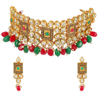 Shining Diva Fashion Latest Choker Design Bridal Traditional Kundan Necklace Jewellery Set for Women (Multicolor) (sd11301s)