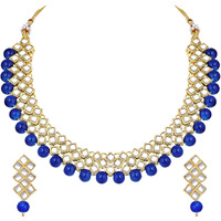 Peora Gold Plated Indian Ethnic Kundan Pearl Fancy Bridal Traditional Choker Necklace Jewellery Set with Earrings for Women