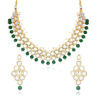 Sukkhi Gold Plated Kundan Pearl Fancy Choker Necklace Set Traditional Jewellery Set with Earrings for Women & Girls (N73508_D1)