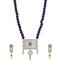 YouBella American Diamond Gold Plated Necklace set for women girls Necklace Set/Jewellery Set with Earrings for Women (BLUE)