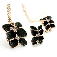 YouBella Valentine Gifts Jewellery Valentine Collection Pendant Necklace Set with Earrings for Girls and Women (Black)