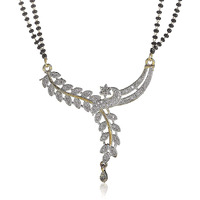 YouBella Womens Pride American Diamond Gold Plated Mangalsutra Pendant with Chain and Earrings for Women