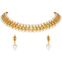 Shining Diva Fashion Latest Choker Design Necklace Set For Women Traditional Pearl Gold Plated Jewellery Set for Women (Lct) (11041s)