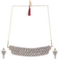 ZAVERI PEARLS Antique Gold Tone Mesmerising Choker Necklace Set For Women-ZPFK8988