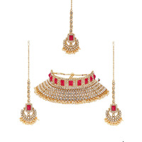 ZAVERI PEARLS Mesmerising Kundan Bridal Choker Necklace Set For Women-ZPFK8742