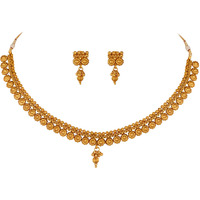 JFL - Jewellery for Less Traditional Gold Plated Floral Designer Necklace Set with Adjustable Thread for Women.,Valentine