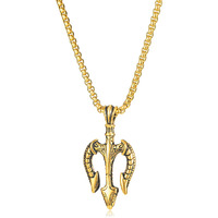 Asma Jewel House Poseidon Trident Neptune Pendant Stainles Steel Ancient Greece Amulet Necklace for Men,Gift for Sailor for Men/Boys (Black) (Gold)