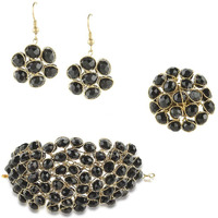 Yellow Chimes Stylish Crystal Beads COMBO Bracelet Earrings Ring Set for Women and Girls
