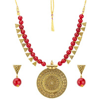 Jewels Galaxy Designer Beads Gold Plated Necklace Set Jewellery For Women (Style 3) (CT-NCKK-44002)