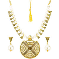 Jewels Galaxy Brilliant Beaded Antique Delicate Necklace Set for Women/Girls (CT-NCK-44046)