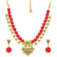 Jewels Galaxy Fascinating Beaded Elephant Inspired Swanky Necklace Set for Women/Girls (CT-NCK-44039)