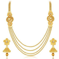 Jewels Galaxy Exclusive Custom Design 4 Layer Floral Shaped Traditional Necklace Set Jewellery For Women & Girls (JG-NCC-514)
