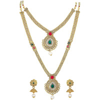 Shining Diva Fashion Latest Combo Necklace Set for Women Traditional Gold Plated Jewellery Set for Women (Golden) (10603s)