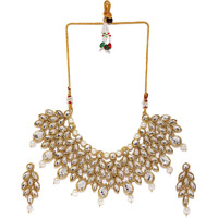 ZAVERI PEARLS Gold Tone Kundan & Pearls Necklace Set For Women-ZPFK8673