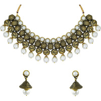 ZAVERI PEARLS Antique Look Designer Necklace Set with Pearl Drop - ZPFK5633