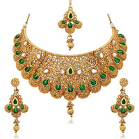 Apara Meenakri Necklace Gold Plated Jewellery Set for Women (Golden) (RNZ22N944MKK)