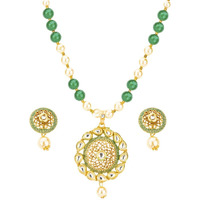 Jewels Galaxy Delicate Pearl & Kundan Gold Plated Elegant Necklace Set for Women/Girls (CT-NCK-44005)