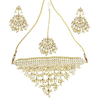 Mehrunnisa Traditional Kundan & Pearls Choker Jhalar Necklace Set For Women (JWL1627)