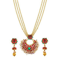YouBella Traditional Jewellery Temple Necklace Set with Earrings for Women