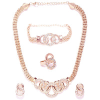 Jewels Galaxy Stunning AD Vintage Statement Necklace Earrings Bracelet Ring for Women/Girls (CT-CB-MIXXX-49512)
