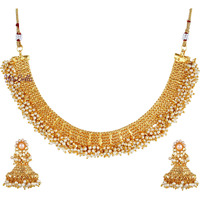 YouBella Latest Pearl Temple Coin Traditional Necklace Set for Women Jewellery Set with Earrings for Women