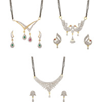 YouBella Womens Pride Collection Combo of Three Designer American Diamond Mangalsutra