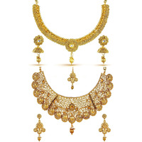 YouBella Jewellery Gold Plated Combo Of Two Traditional Necklace set for women Jewellery set with Earrings For Girls/Women (Style 3)
