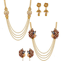 YouBella Jewellery Gold Plated Combo Of Two Traditional Necklace set for women Jewellery set with Earrings For Girls/Women