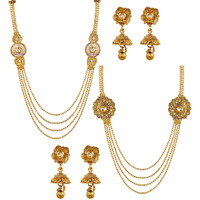 YouBella Jewellery Gold Plated Combo Of Two Traditional Necklace set for women Jewellery set with Earrings For Girls/Women (Style 1)