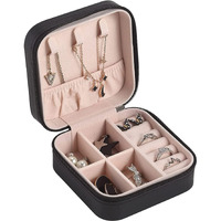 Fresh creation Jewellery Organiser PU Leather Zipper Portable Storage Box Case with Dividers Container for Rings, Earrings, Necklace Home Organizer (BLACK)