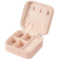 YouBella Jewellery Organiser PU Leather Zipper Portable Storage Box Case with Dividers Container for Rings, Earrings, Necklace Home Organizer, Pink (Style 1)