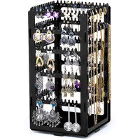 ABOUT SPACE Rotating Earrings Stand Jewelry Display Organiser With 212 Holes 232 Grooves For Hanging Studs Necklaces Bracelets Chains - Black, Acrylic