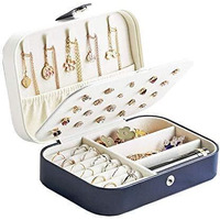 BUYORY Jewellery Organiser Box, Jewellery Box For Women,Portable Travel Jewellery Organiser Pouch, Small Jewellery Box Organiser For Ring, Pendant, Earring, Necklace, Bracelet (Big Dark Blue)