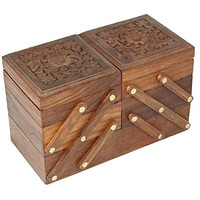 GIFTOS365 Handmade Wooden Jewellery Box for Women Jewel Organizer Hand Carved Carvings, (5 in 1) Gift Items